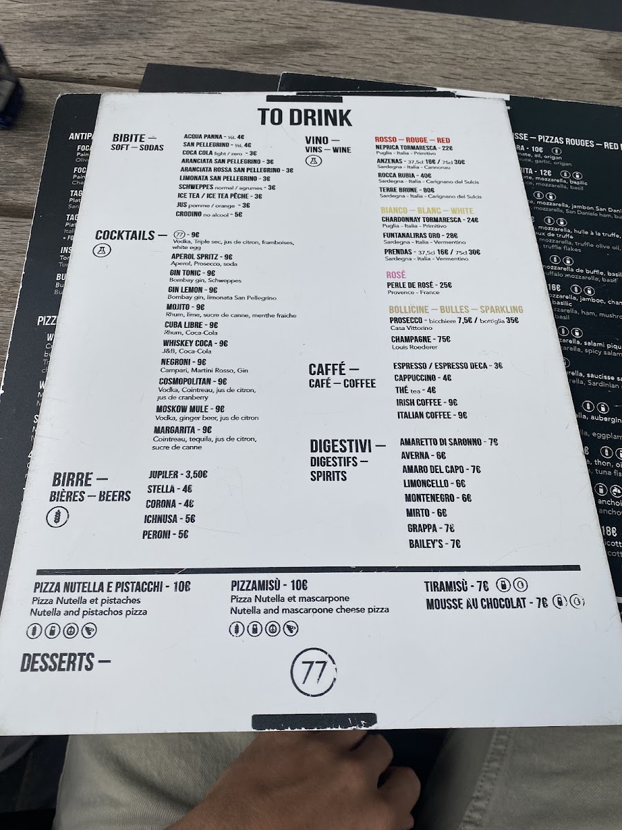 Menu Pizzeria 77-3